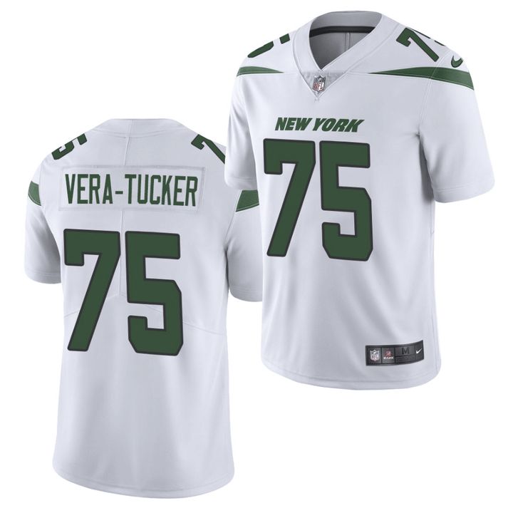 Men New York Jets #75 Alijah Vera-Tucker Nike White Vapor Limited NFL Jersey